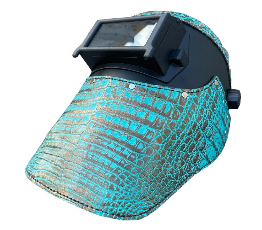 Outlaw Leather - Welding Hood - Gold Turquoise Caiman